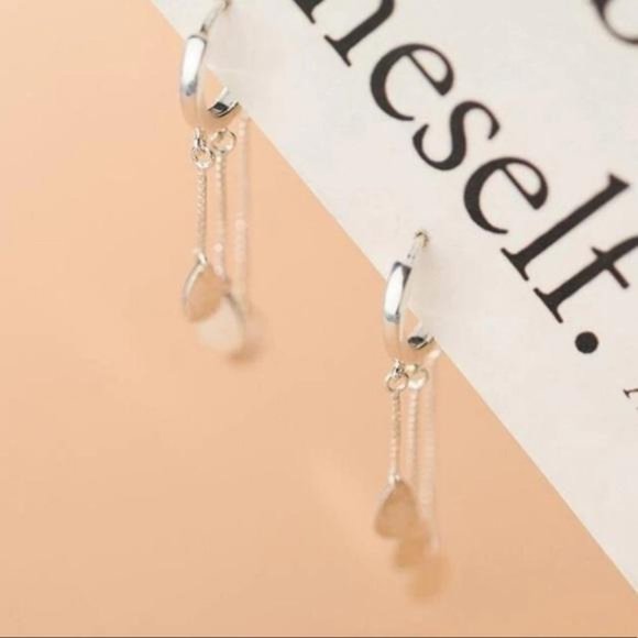 NEW 925 STERLING SILVER TASSEL DROP HOOP EARRINGS, NICE EARRINGS, CUTE EARRINGS - Picture 7 of 7